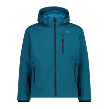 CMP Softshell Jacket (windproof, water-repellent) with hood blue-green Men